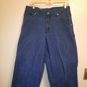 VTG Lee Dungarees Carpenters Riveted Blue Pants Mens  Sz 33x30 Jeans Bag…
